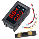 3pcs 0.56" DC 100V 50A Red+Red Dual LED Display Mini Digital Voltmeter Ammeter Panel Amp Volt Voltage Current Meter Tester