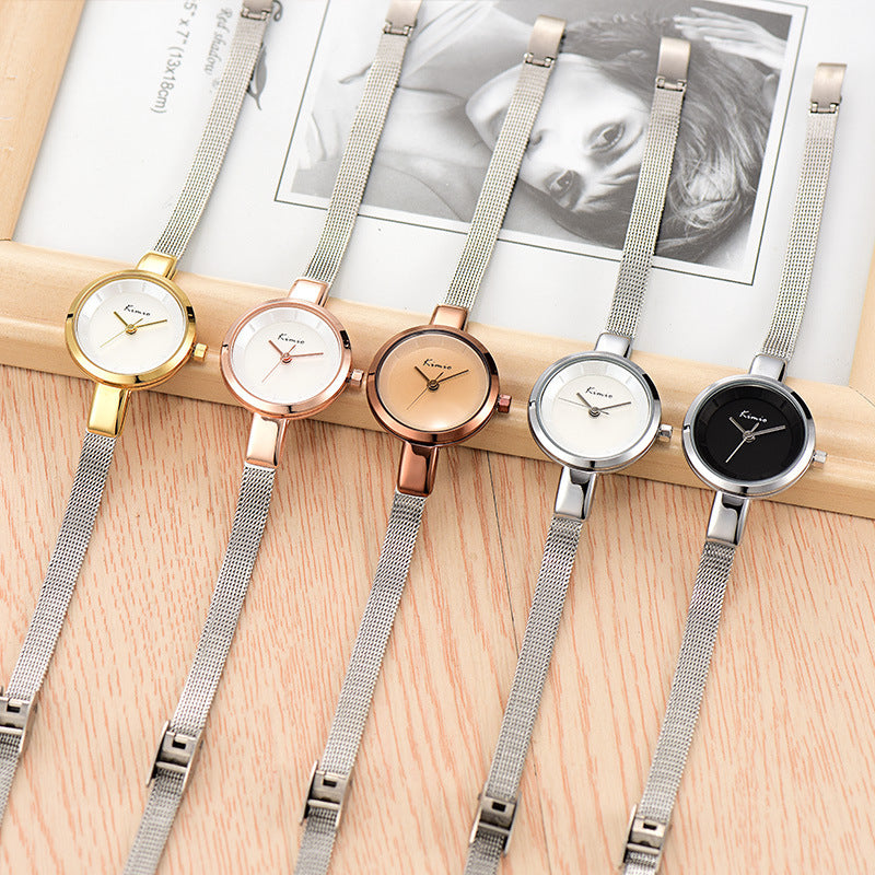 LVPAI K6115 Small Dial Cute Style Women Wrist Watch Mesh Steel Quartz Watches