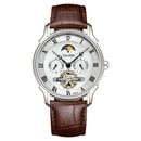 TEVISE T851A Moon Phase Automatic Mechanical Watch Roman Number Leather Band Men Watch