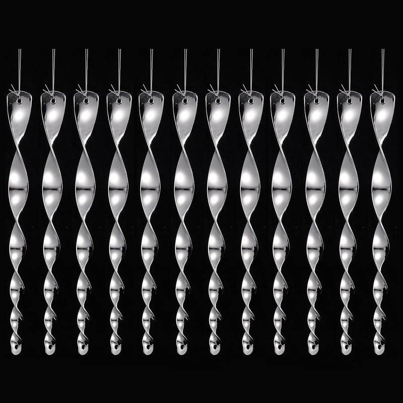 12Pcs Bird Repellent Reflective Scare Blinder Metal Rod Ornamental Spiral Deterrent Control Device
