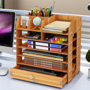 Wooden File Books Holder Bookshelf Desktop Organizer Storage Shelf File Tray Pen Pencil Holder Office School Home Supplies