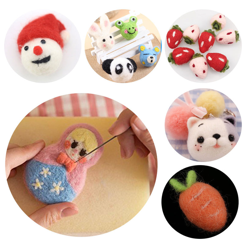 36 Color DIY Wool Felt Kit Needles Tool Set Handmade Needle Felting Mat Starter Fabric Sewing Kit w/ Felting Handle Clover