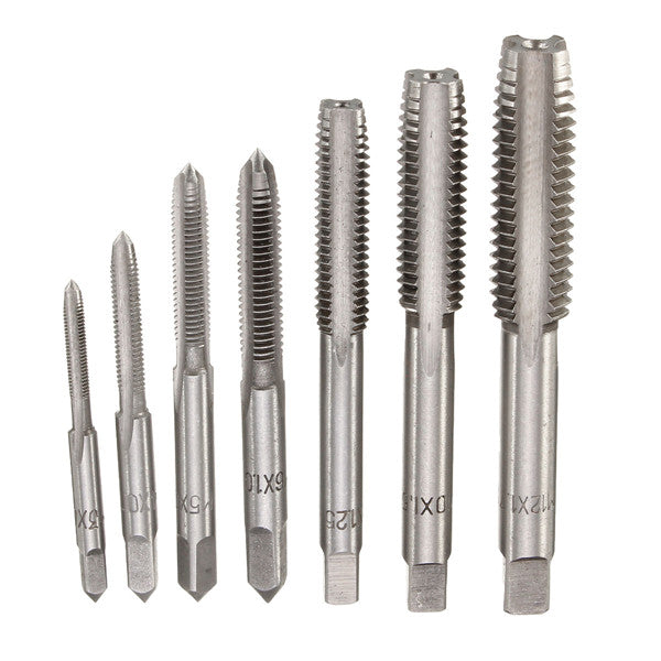 7pcs M3 to M12 Metric HSS Right Hand Thread Tap Set Metric Plug Tap Drill Bits