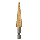 Drillpro 4pcs HSS Titanium Coated Step Drill Bit with Automatic Center Pin Punch 3-12/4-12/4-20mm Step Drill