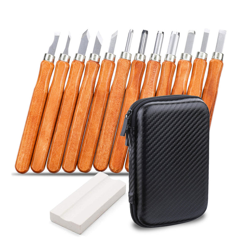 12pcs Engraving Carving Cutter Wood Carving Tool with Whetstone for Handmade DIY Art Craft Tools Kit