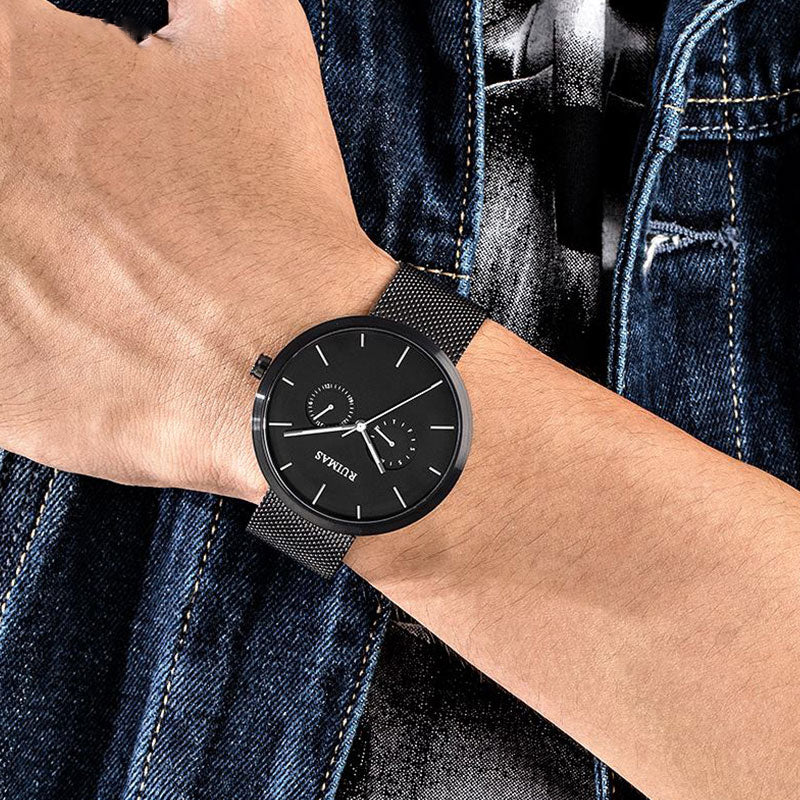 RUIMAS 567 Casual 3ATM Waterproof Multi-dial Fashion Stainless Steel Strap Men Quartz Watch