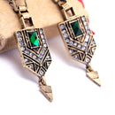 Retro Emerald Diamond Ear Drop Rhinestone Earring Long Style Earrings For Women