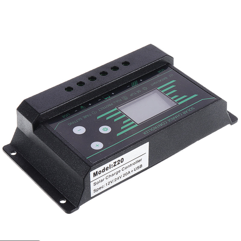 PWM 10/20/30A 12V/24V Auto Solar Charge Controller LCD Dispaly Battery Charge Solar Controller Dual USB Port 2.5A with Backlight