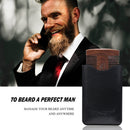 Pear Wood beard double comb + PU leather bag anti-static beard care comb men's portable hair brush