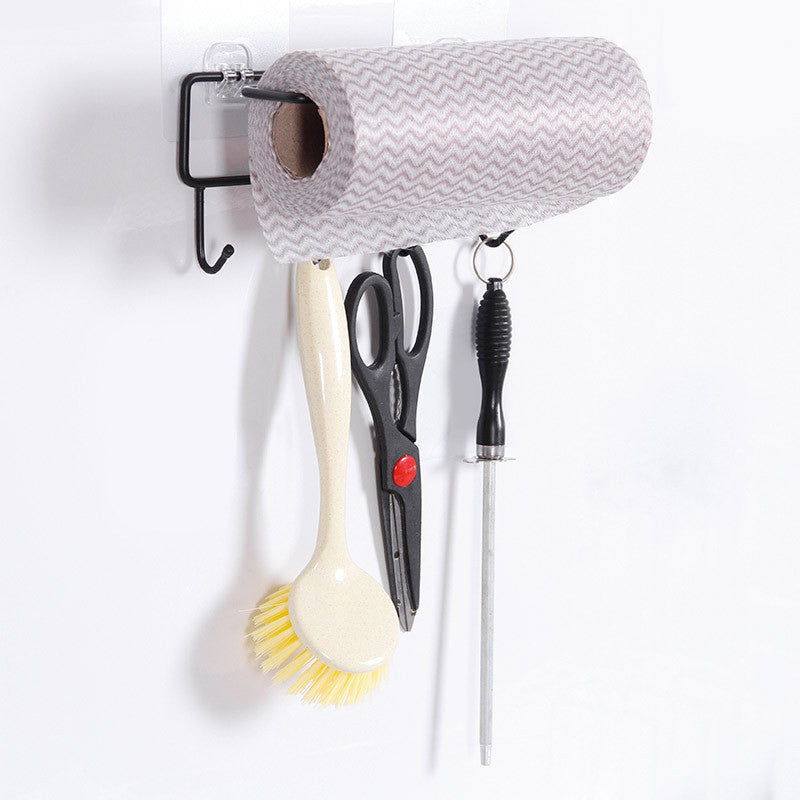 Hook Rail Bathroom kitchen organizer Multi-function paper towel holder Wall