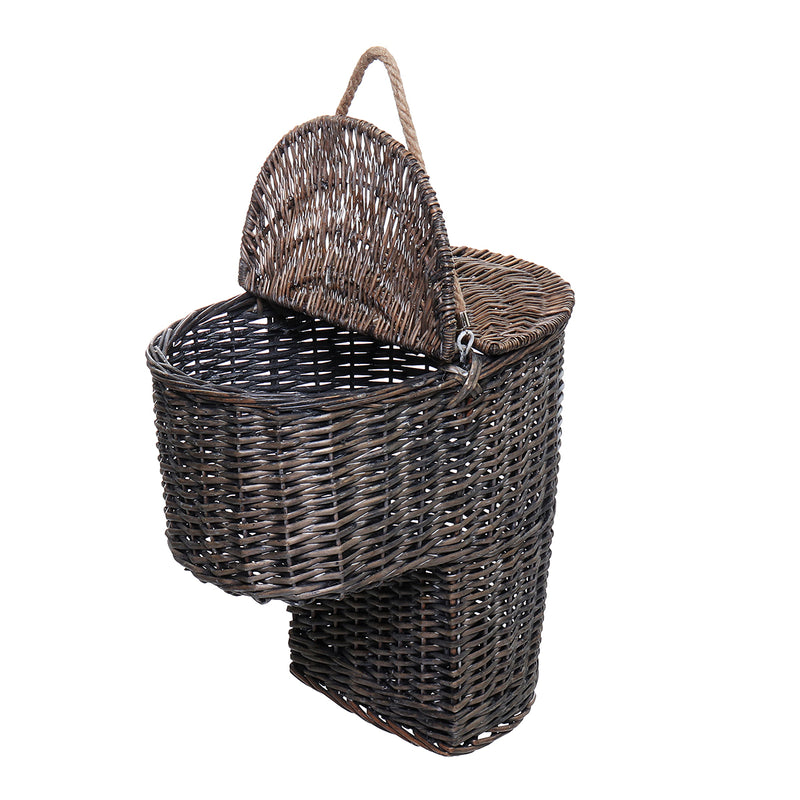 Wicker Handwoven Stair Step Storage Box Basket Baskets Container Carry With Handle
