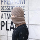 Knitted Hat Scarf Cap Neck Warmer Winter Siamese Hood Hats For Men Women Skullies Beanies Fleece