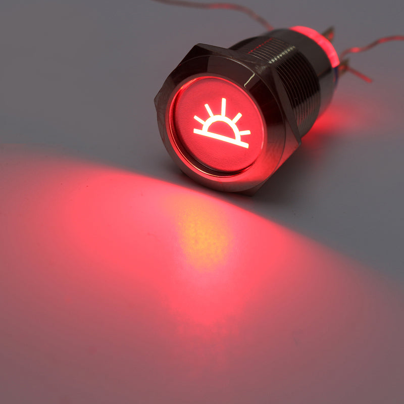 19mm 12V LED Push Button On Off Dome Light Panel Switch