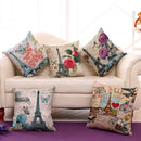 Paris Eiffel Tower Printed Pillow Case Linen Sofa Soft Cushion Cover