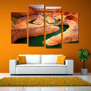 Miico Hand Painted Four Combination Decorative Paintings Canyon River Wall Art For Home Decoration