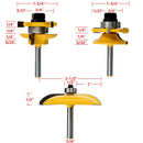 Drillpro RB15 3pcs 1/4 Inch Round Rail Stile Router Bits Wood Working Cutter