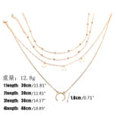 Bohemian Moon Multi-layer Necklace Round Pendant Alloy Necklace For Women