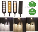 9 LED USB Rechargeable Eye-Care Dimmable Color Temperature Adjustment Book Light Clip On Table Lamp For Music Stand Night Reading Piano