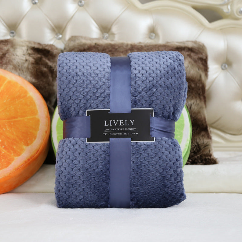 Honana WX-30 High Density Super Soft Flannel Blanket Sofa Bed Plush Wool Fluffy Pineapple Grid Blanket