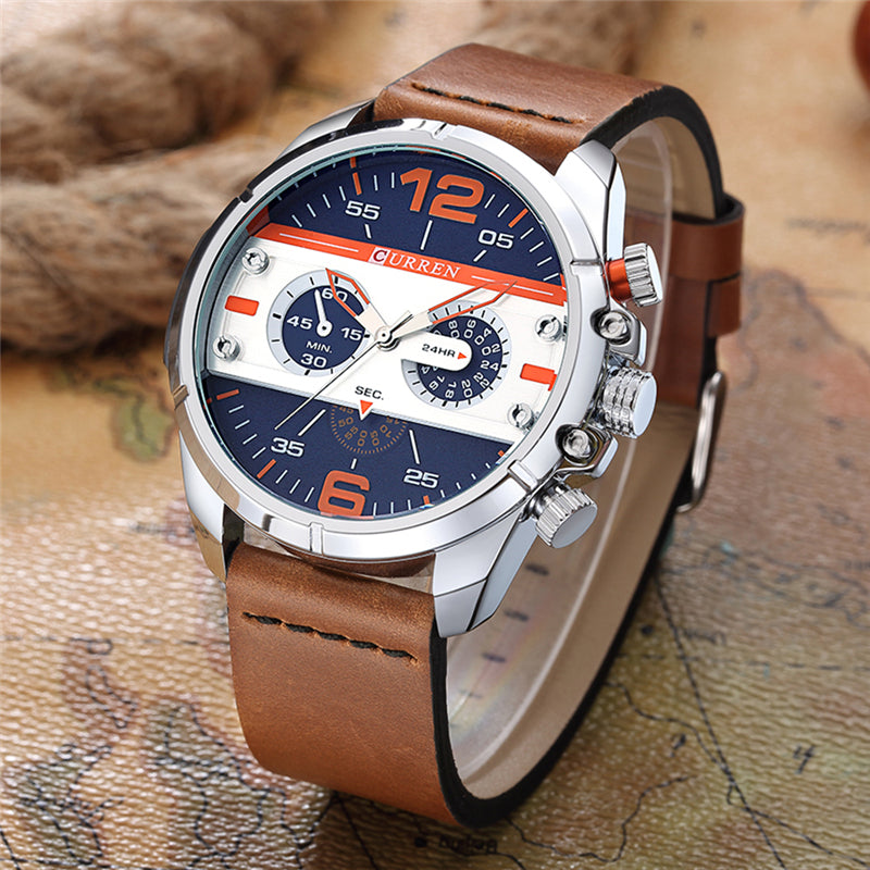 CURREN 8259 Casual Quartz Watches Rubber Band Military Analog Leather Quartz Wrist Watch