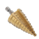 Drillpro 2pcs HSS Titanium Coated Step Cone Drill Bit 3/16-7/8 and 1/4-1-3/8 Inch Hex Shank Hole Cutter