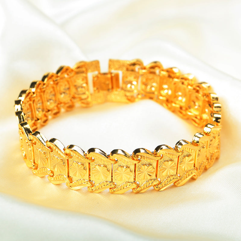 18K Gold Plated Flower Shape Male Bracelet