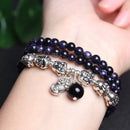 Unisex Vintage Multilayer Beads Crystal Bracelet Ethnic Blue Sandstone Lucky Bracelets