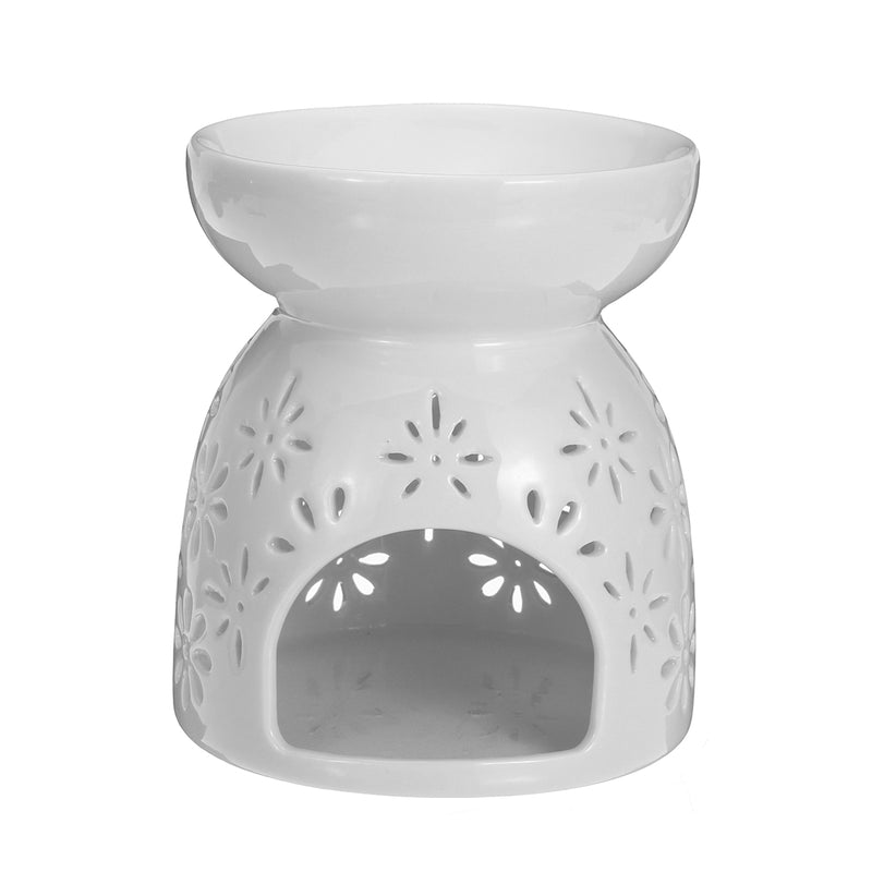 Ceramic Candle Holder Oil Incense Burner Wax Melt Warmer Daisy Design Tealight