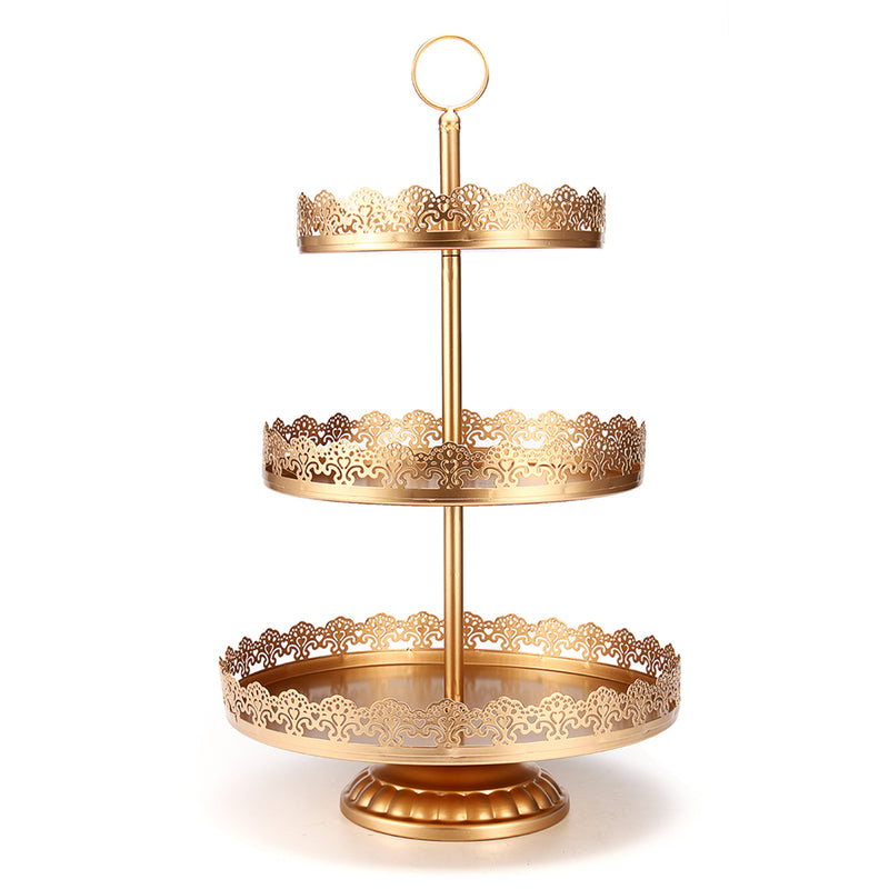 3-Tier Cupcake Stand Metal Cake Dessert Wedding Event Party Display Tower Plate Decorations