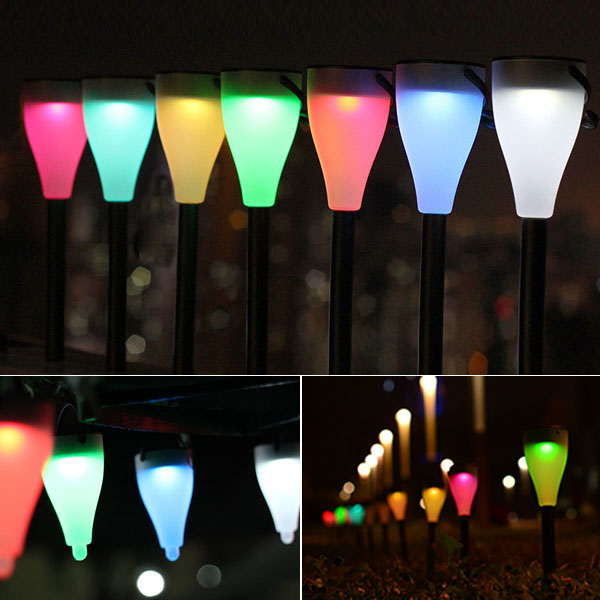 Garden Solar Power Colorful Changing LED Light Courtyard Lawn Path Stake Decoration Lamp