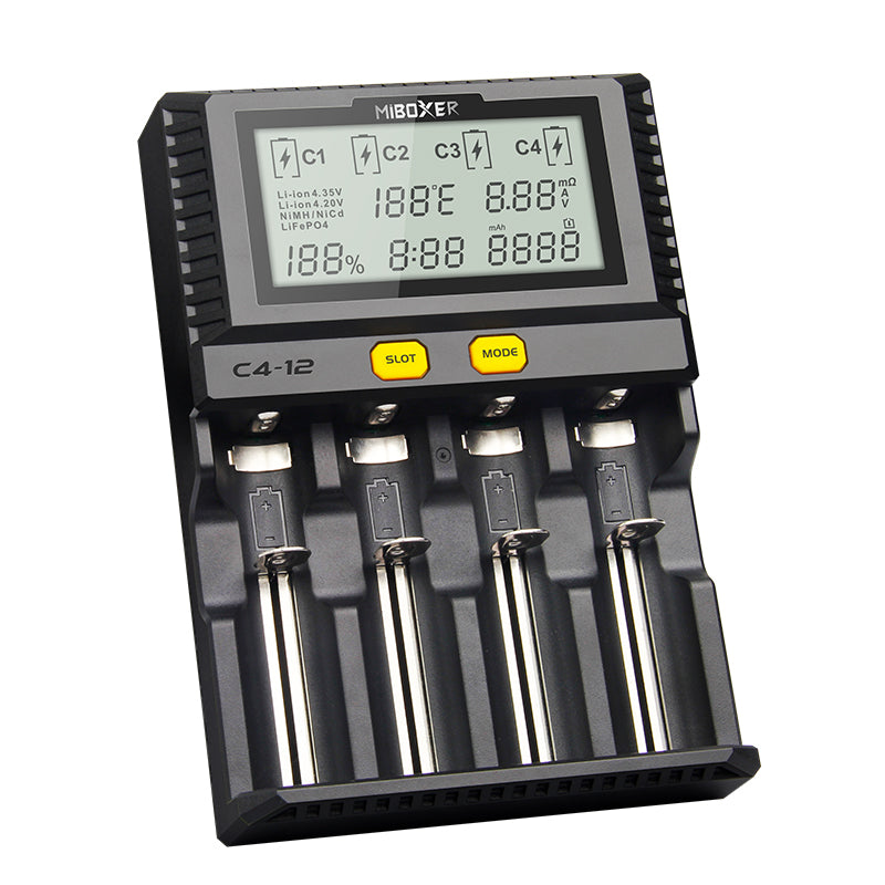 Miboxer New C4-12 LCD Adjustable Intelligent Battery Charger 4 Slots Multiple Battery For 18650 26650 AAA Li-ion Ni-MH Ni-Cd Battery