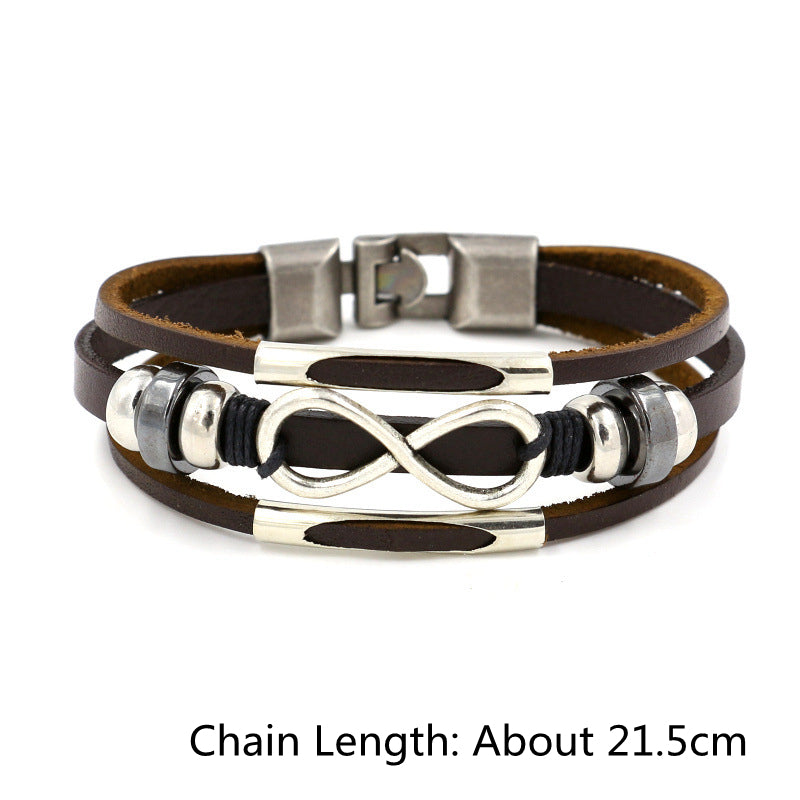 Multilayer Infinity Knot Bracelet Casual Fashion Leather Bracelets for Men Women