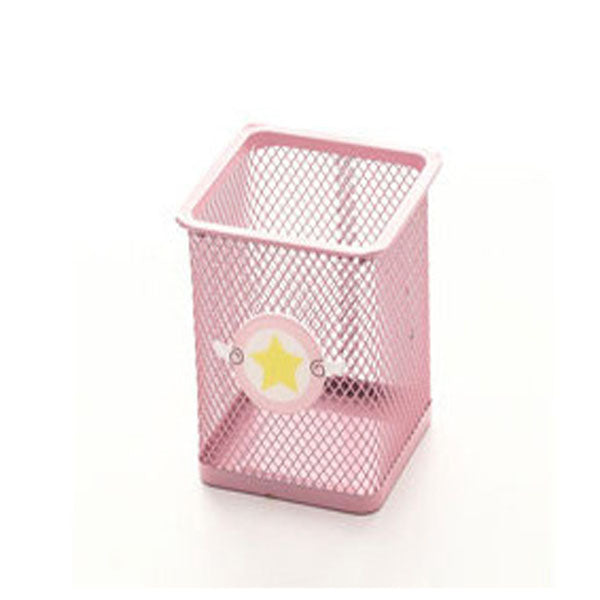 Creative Stationery Children Student Cartoon Metal Mesh Pen Holder Desktop Arrangement Grid Office Receiving Barrel