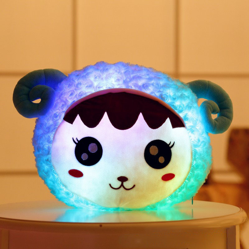 Flashing Plush Enoji Pillow Stuffed Led Light Cute Sheep Toy Luminous Pillow Colorful Animal Doll
