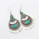 Ethnic Crescent Drop Earring Fashion Hollow Earrings Retro Long Alloy Leaf Earrings