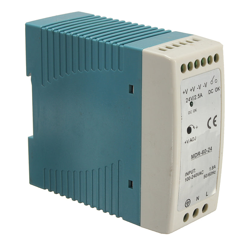 Industrial DIN Rail DC Power Supply Single Output 60W 24V 2.5A 120mVp-p MDR-60-24