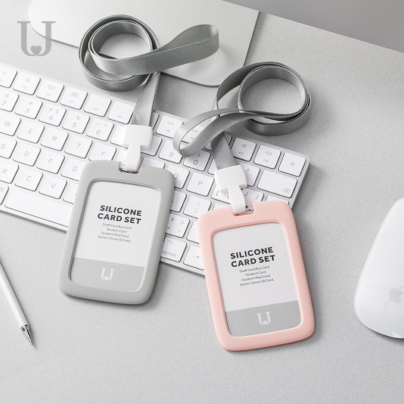 Jordan&Judy JJ-YD0010 1PC Silicone Work Card Holder with Lanyard Employee Name ID Card Cover Work Certificate Identity Badge Holder