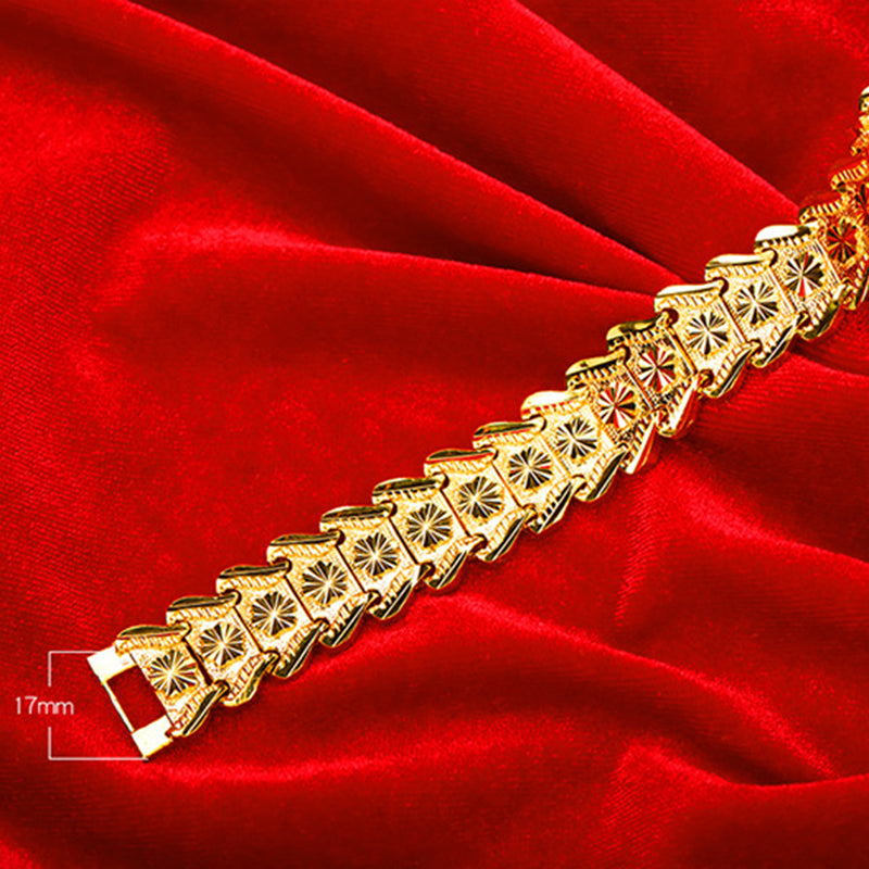 18K Gold Plated Flower Shape Male Bracelet