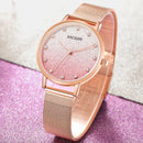 MEGIR 4215 Ultra Thin Simple Design Mesh Steel Strap Women Wristwatch Fashionable Quartz Watch