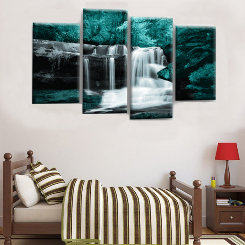4PCS Forest Falls Wall Paintings Home Modern Art Nature Unframed Picture Decor