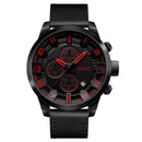 SKMEI 1309 Men Watch Fashion Leather Strap Three Smal Dials Stopwatch Male Quartz Wrist Watch
