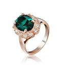 Elegant Italina Rose Gold Crystal Finger Ring Emerald Wine Red Women Jewelry