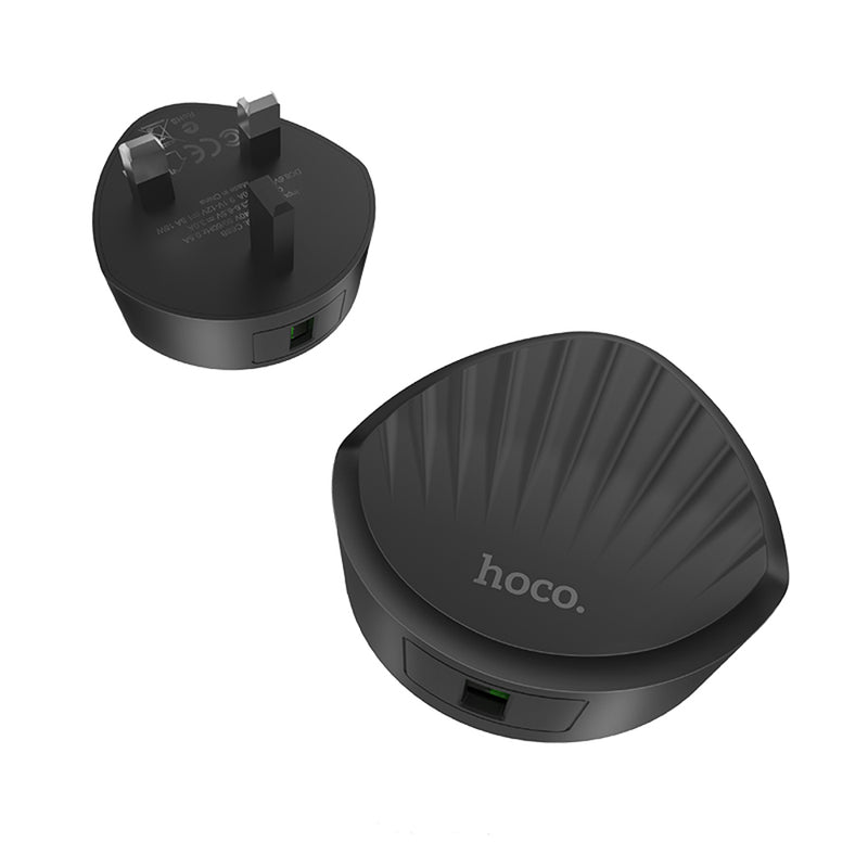HOCO C68B UK Plug Single USB Port QC3.0 Fast Charger for Tablet Smartphone