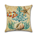 Cartoon Ocean Creature Turtle Pillow Case Cotton Linen Square House Decor Cushion Cover