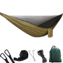 1-2 Person Portable Outdoor Camping Hammock with Mosquito Net High Strength Parachute Fabric Hanging Bed Hunting Sleeping Swing