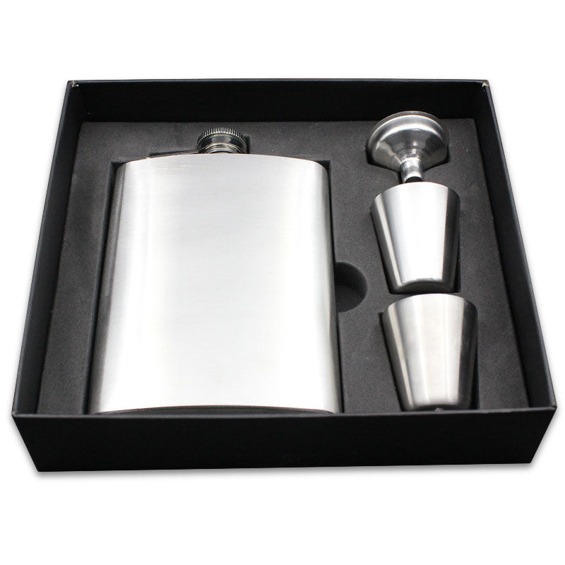 KCASA 8 Oz Stainless Steel Hip Flask Set With Funnel Hip Pocket Flagon Whiskey Brandy Vodka Pot Men