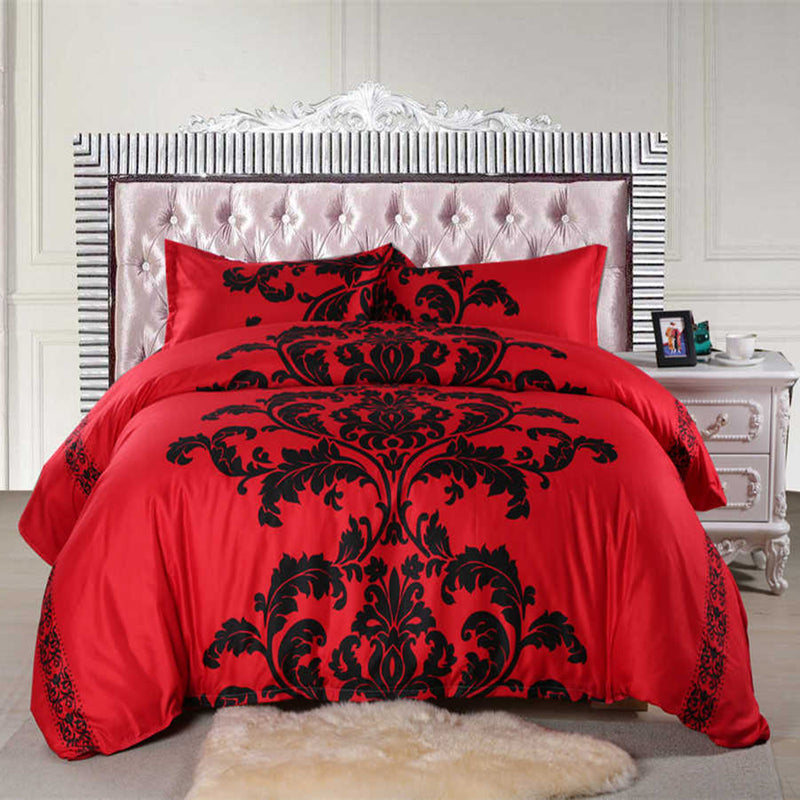 3 PCS Bedding Sets Black And White Printing Quilt Cover Pillowcase For Queen Size