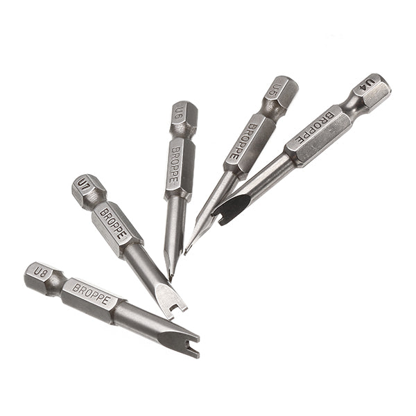 Broppe 5pcs 50mm 1/4 Inch Hex Shank Magnetic U-shaped Screwdriver Bits