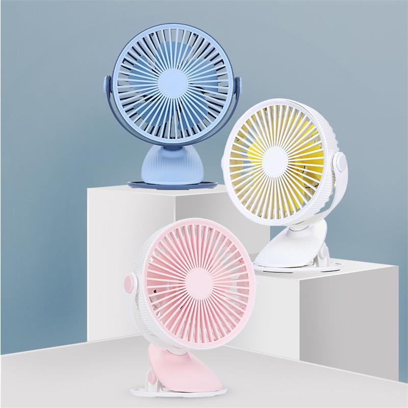 Well Star WT-F15 Portable Clip Fan 360 Degrees Rotation USB Mini Stripe Fan Rechargeable Air Cooling Fan Clip Desktop Fan Dual Use Portable Home Student Office Fan