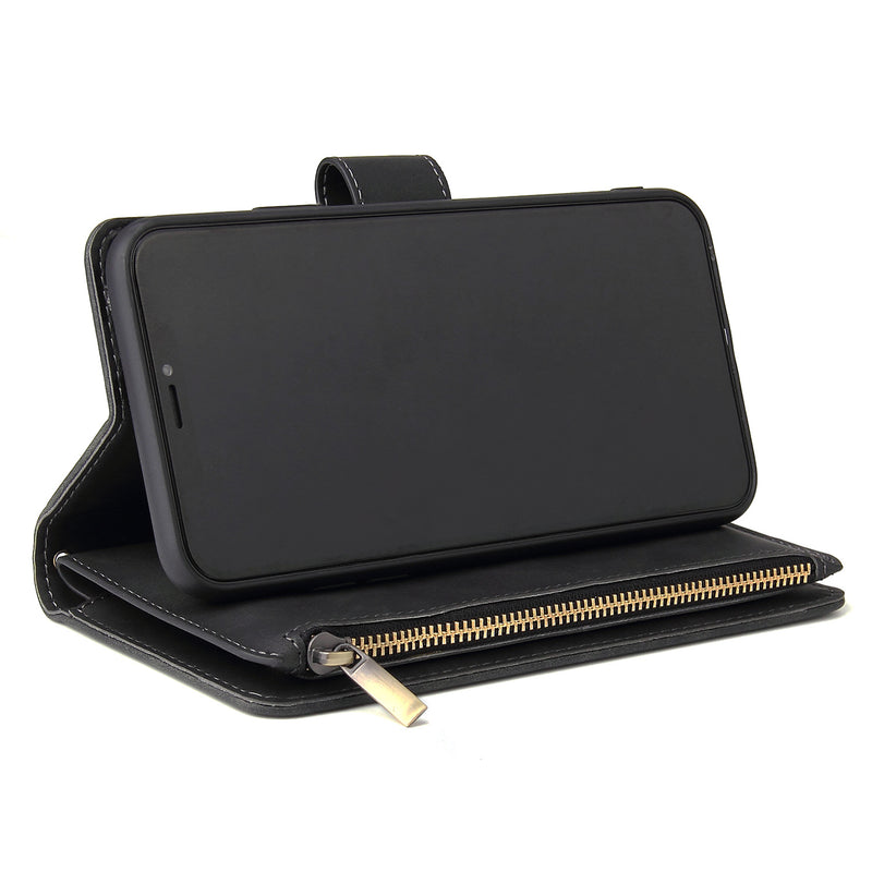 Luxury Flip PU Leather Zipper Wallet Phone Bag Multi Card Slots Protective Case for iPhone 11 / Pro / Pro Max / XR